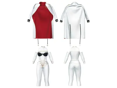 Full Futuristic Female Commander Outfit Low-poly 3D model