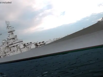  1940s Modernized Naval Battleship at Sea 