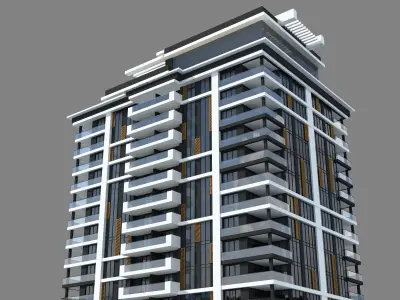 Skyscraper 3D Model high rise apartment building 3D model