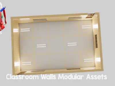 Classroom Walls Modular Assets -100 Assets-School Series Low-poly 3D model