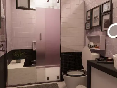 Black and White Bathroom 3D model