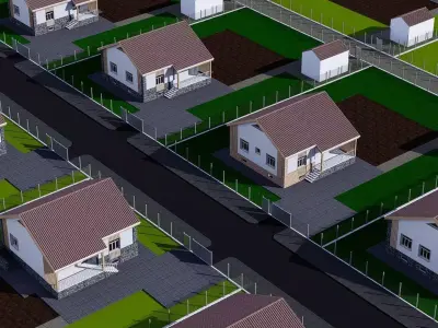 Village Low-poly 3D model