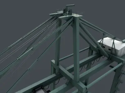 PBR Quayside Container Crane V2 - Green Light Low-poly 3D model