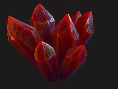 Red Crystals Low-poly 3D model