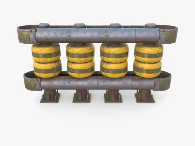 Tileable rolling barrier v1 weathered 3D model
