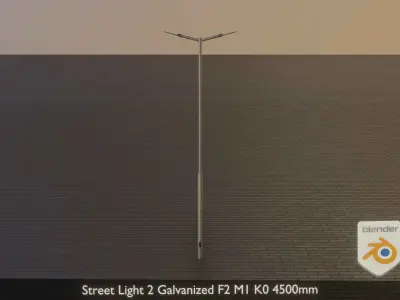 Street Light 2 Galvanized F2 M1 K0 4500mm Low-poly 3D model