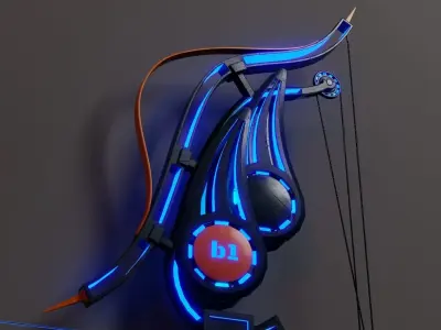 Sci-fi bow with arrow Low-poly 3D model