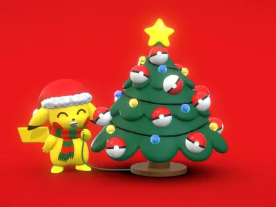 Pikachu Christmas 2022 3D print model