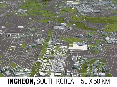 Incheon South Korea 50x50km 3D model