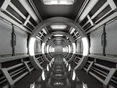 SCI FI INTERIOR SCENE SPACE SHIP CORRIDOR Low-poly 3D model