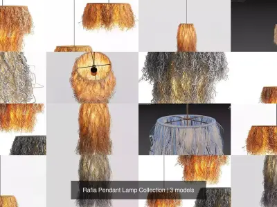 Rafia Pendant Lamp Collection 3D Model Pack