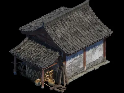 Ancient and Old Buildings in Asia 3D model