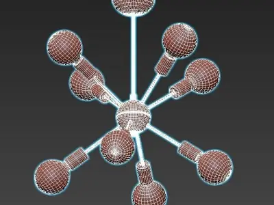 vitaluce-v4336-1-8pl modern chandelier with six light bulbs 3D model