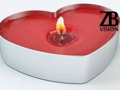 Heart shaped candle 3D model