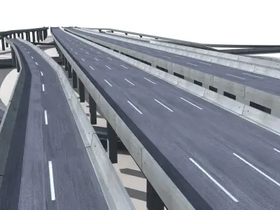 Highway Road Viaduct Flyover-12 3D model