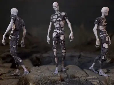 Zombie Man Low-poly 3D model