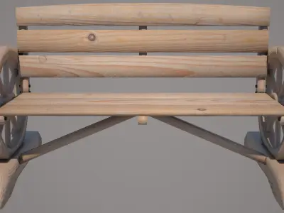 Wood Cart Bench 3D model