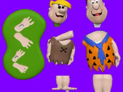 Fred and Barney The Flintstones 3D print model