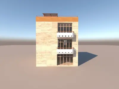 residential building low poly 3D model