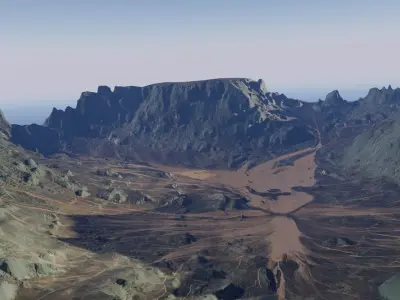 Mountain with sediment flow 3D model