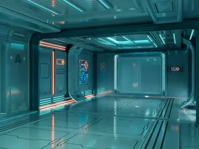 Sci-Fi Corridor Station Interior 3D model