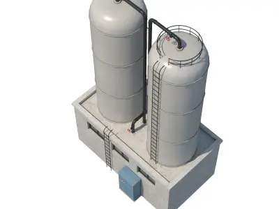 Industrial Silo Building Low-poly 3D model