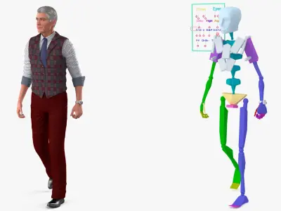  Elderly Man Wear Classic Business Attire Rigged 