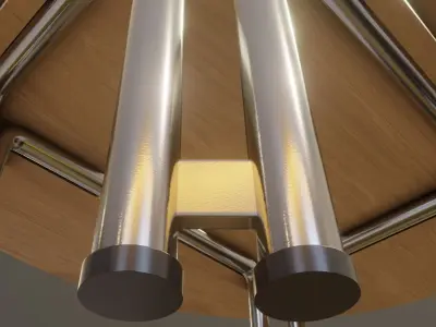 Metal Base Oval Wood Table 3D model