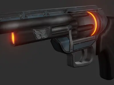 Sci-fi revolver Low-poly 3D model