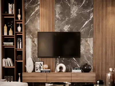 U-SHAPE Living Room REALISTIC scene 3D model