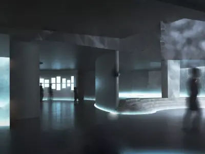 A minimalist exhibition hall case full of artistic sense 3D model