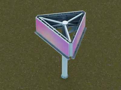 Triangular Billboard structure Low-poly 3D model