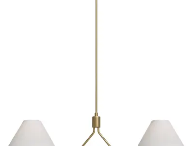 Brass Metal Empire Shade 2 Light Chandelier 3D model