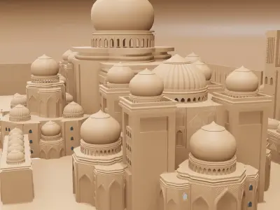 Mosque Architectural 3d Model with Render Scene   Low-poly 3D model