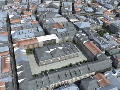 European Style City Low-poly 3D model