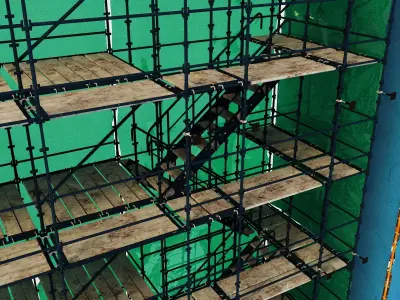 Scaffolding Construction Site 3D Model Safety Net Scaffold Low-poly 3D model