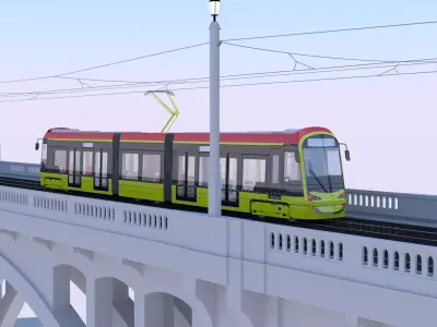 Warsaw tram bridge 3D model