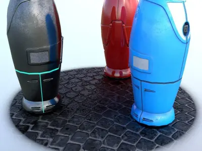 Modern and Sci-fi Hydrant PBR lowpoly model Low-poly 3D model