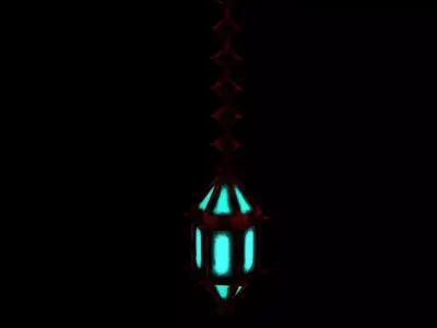 Hanging Iron Lantern Glowing Low-poly 3D model