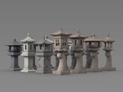 Lampu Taman Set Balinese Garden Light Collection 3D model