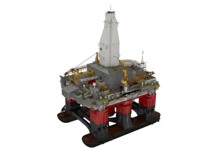  Offshore Oil Rig Platform Rigged for Cinema 4D 