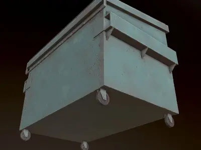 Dumpster - PBR Game Ready metal trash can on wheels Low-poly 3D model