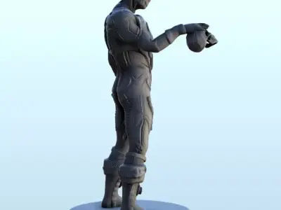 Alien soldier with light armour and skull 6 - Future Sci-Fi SF P 3D print model