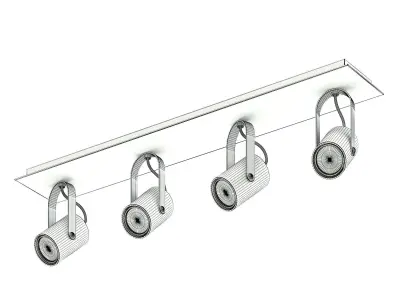 Black Quadruple Lights 3D Model 3D model