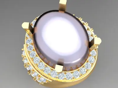 Light Gold Diamond Men Ring 2MR031 3D model