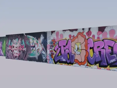 Big graffiti wall IV 3D model