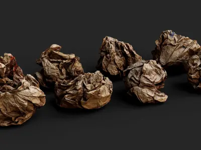 paper street trash debris PBR photogrammetry Low-poly 3D model