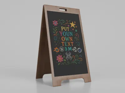 Customizable Heavy Duty Modern A-Frame Chalkboard Sign Low-poly 3D model