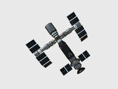 Satellite F06 Steel Black - SciFi Space Design Low-poly 3D model