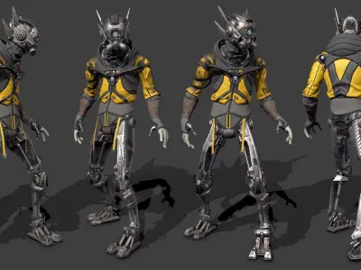 Cyborg apocalypse armor Low-poly 3D model